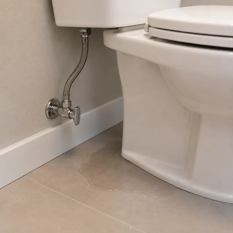 Modern toilet with visible water near the base